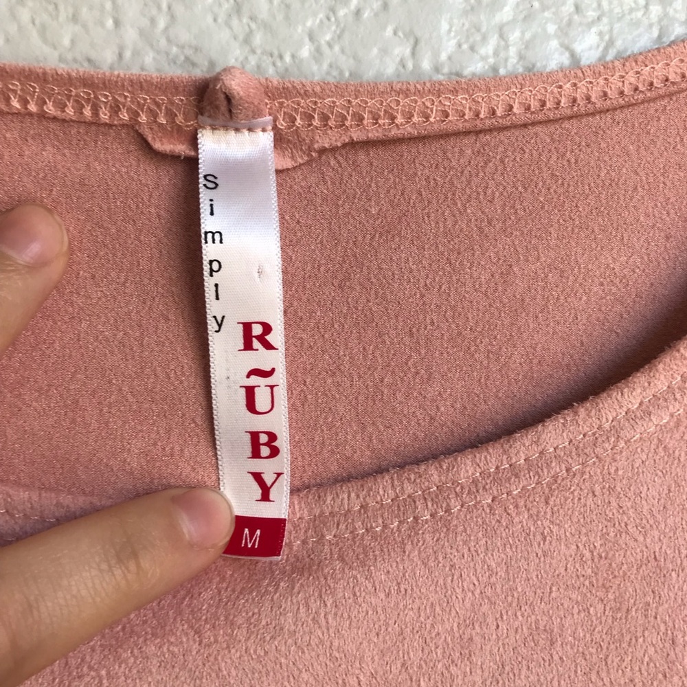 Light Pink Suede Bodysuit - Picture 3 of 5